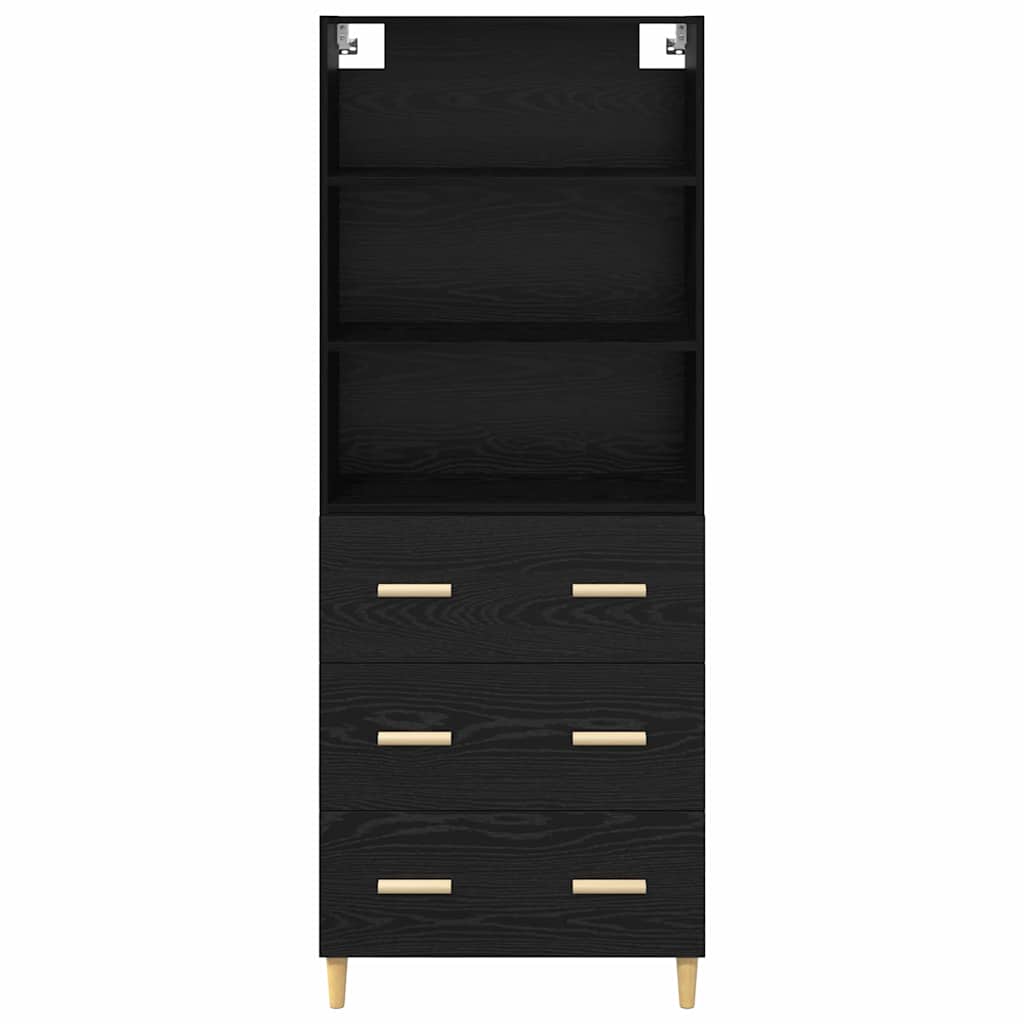 Highboard Schwarz Eichen-Optik 69,5 x 32,5 x 180 cm