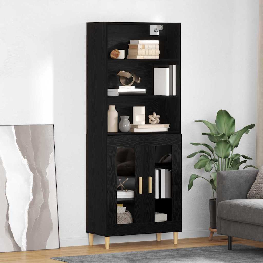 vidaXL Highboard Schwarz Eichen-Optik 69,5 x 32,5 x 180 cm