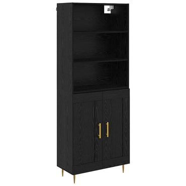 vidaXL Buffet haut noir aspect chêne 69,5 x 34 x 180 cm Bois d'ingénierie