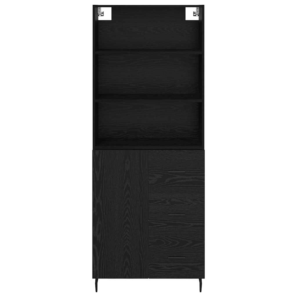 vidaXL Bahut haut noir aspect chêne 69,5 x 34 x 180 cm