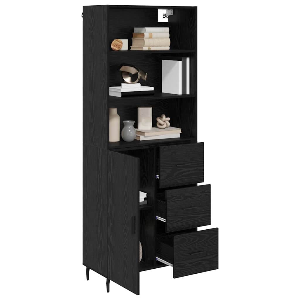 vidaXL Bahut haut noir aspect chêne 69,5 x 34 x 180 cm