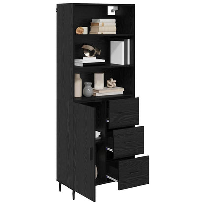 vidaXL Bahut haut noir aspect chêne 69,5 x 34 x 180 cm