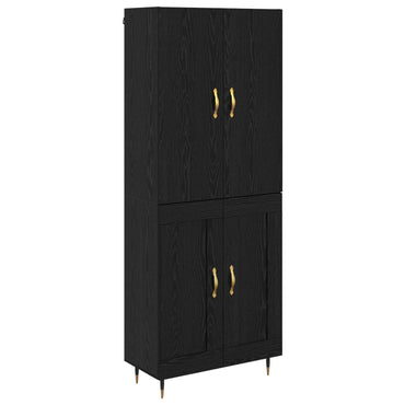 vidaXL Buffet haut noir aspect chêne 69,5 x 34 x 180 cm Bois d'ingénierie