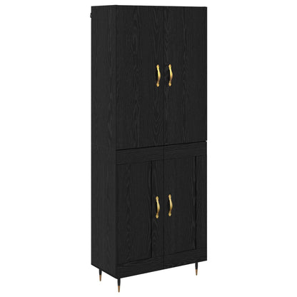 Highboard Schwarz Eichen-Optik 69,5 x 34 x 180 cm Holzwerkstoff