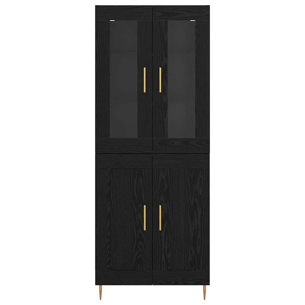 vidaXL Highboard 2 pcs Schwarz Eichen-Optik Holzwerkstoff