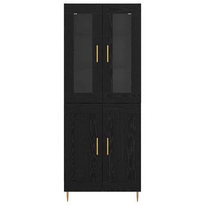vidaXL Highboard 2 pcs Schwarz Eichen-Optik Holzwerkstoff