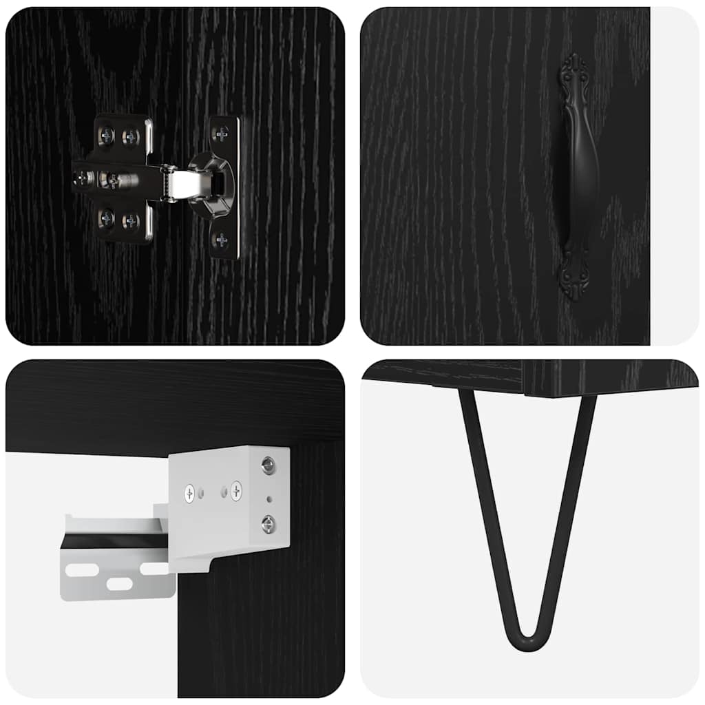 vidaXL Highboard 2 pcs Schwarz Eichen-Optik Holzwerkstoff