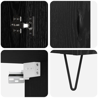 vidaXL Highboard 2 pcs Schwarz Eichen-Optik Holzwerkstoff