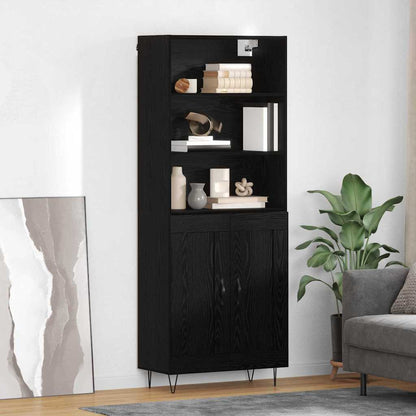 vidaXL Highboard 2 pcs Schwarz Eichen-Optik Holzwerkstoff