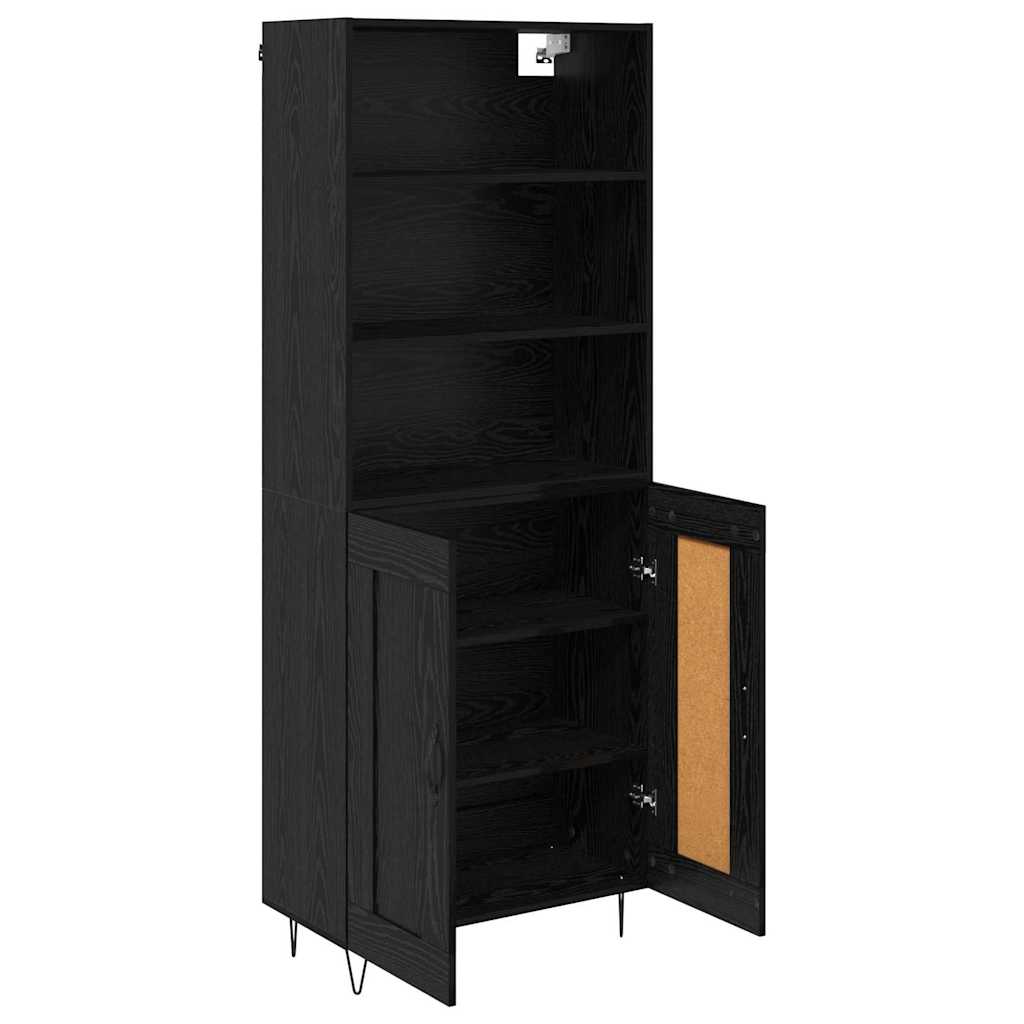 vidaXL Highboard 2 pcs Schwarz Eichen-Optik Holzwerkstoff