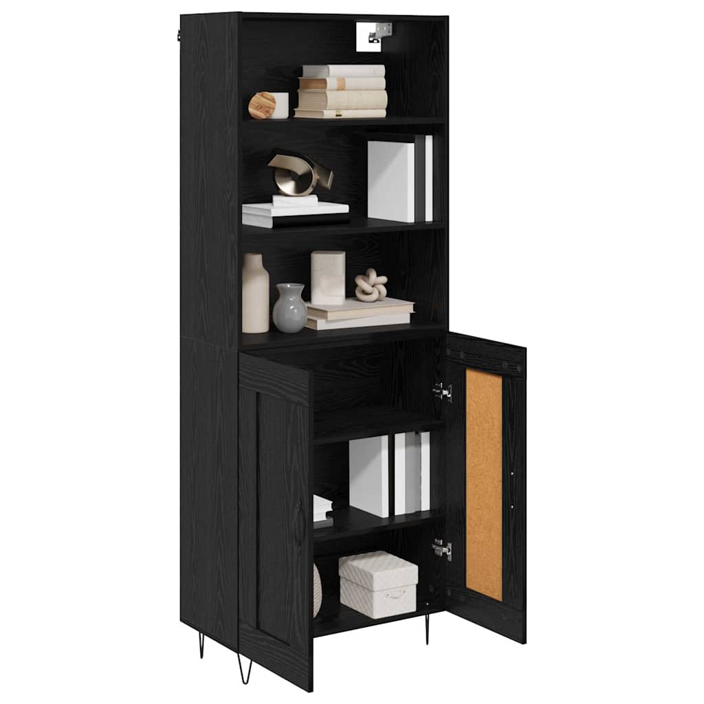 vidaXL Highboard 2 pcs Schwarz Eichen-Optik Holzwerkstoff