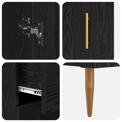 vidaXL Highboard 2 pcs Schwarz Eichen-Optik Holzwerkstoff