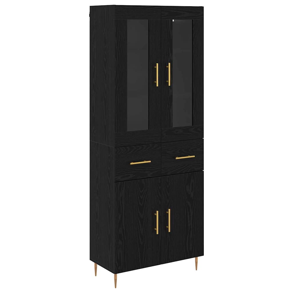 vidaXL Highboard 2 pcs Schwarz Eichen-Optik Holzwerkstoff