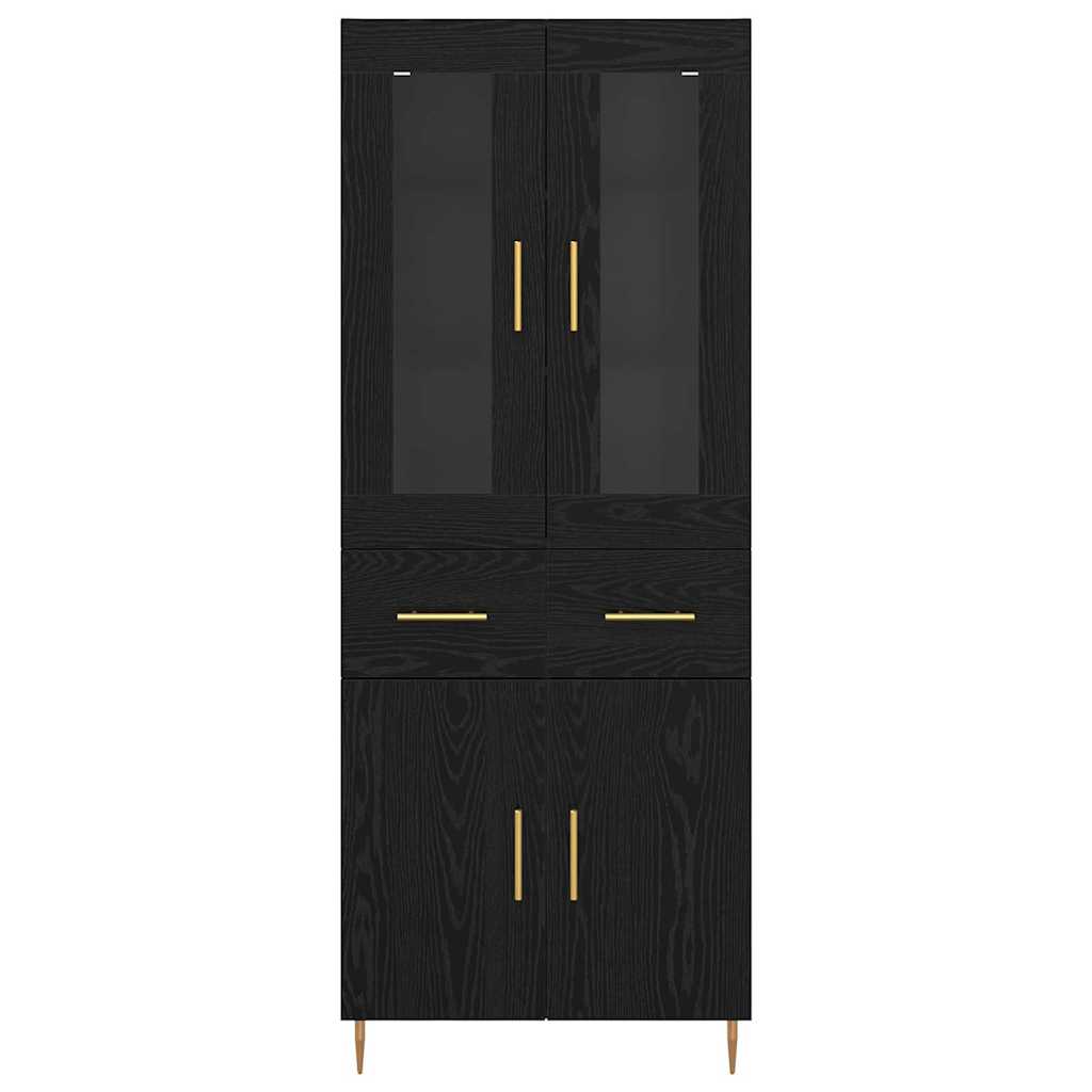 vidaXL Highboard 2 pcs Schwarz Eichen-Optik Holzwerkstoff