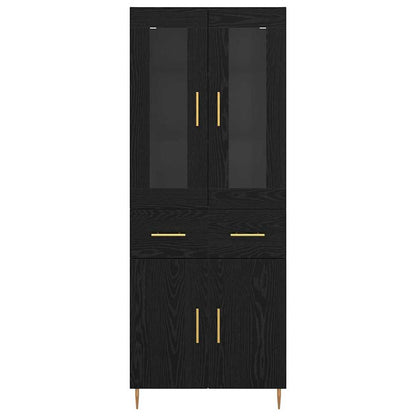 vidaXL Highboard 2 pcs Schwarz Eichen-Optik Holzwerkstoff