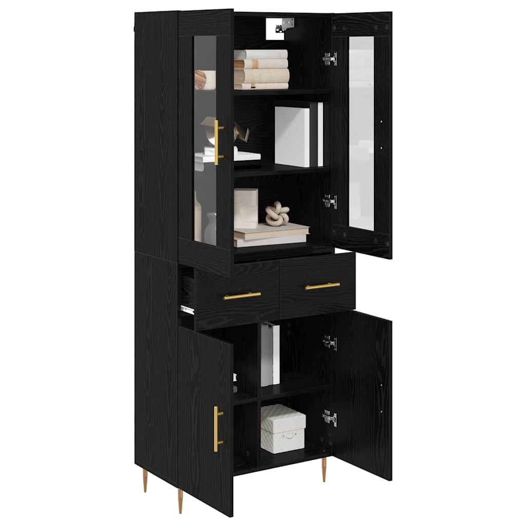vidaXL Highboard 2 pcs Schwarz Eichen-Optik Holzwerkstoff