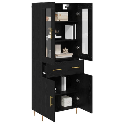 vidaXL Highboard 2 pcs Schwarz Eichen-Optik Holzwerkstoff