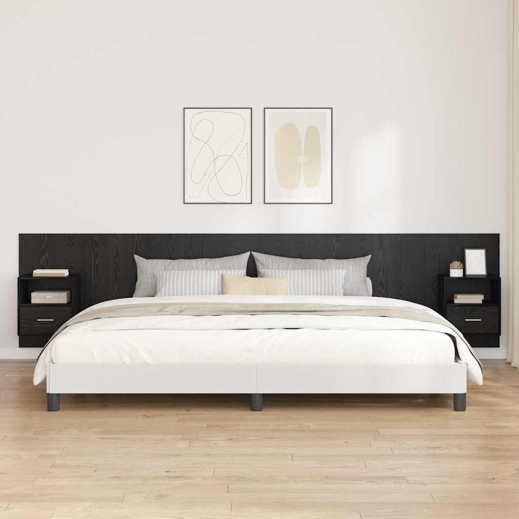 vidaXL Kopfteil mit Schrank 3 pcs Schwarz Eichen-Optik Holzwerkstoff