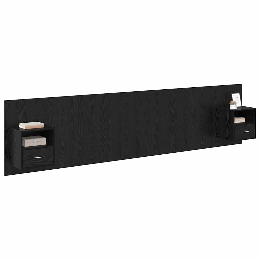 vidaXL Kopfteil mit Schrank 3 pcs Schwarz Eichen-Optik Holzwerkstoff