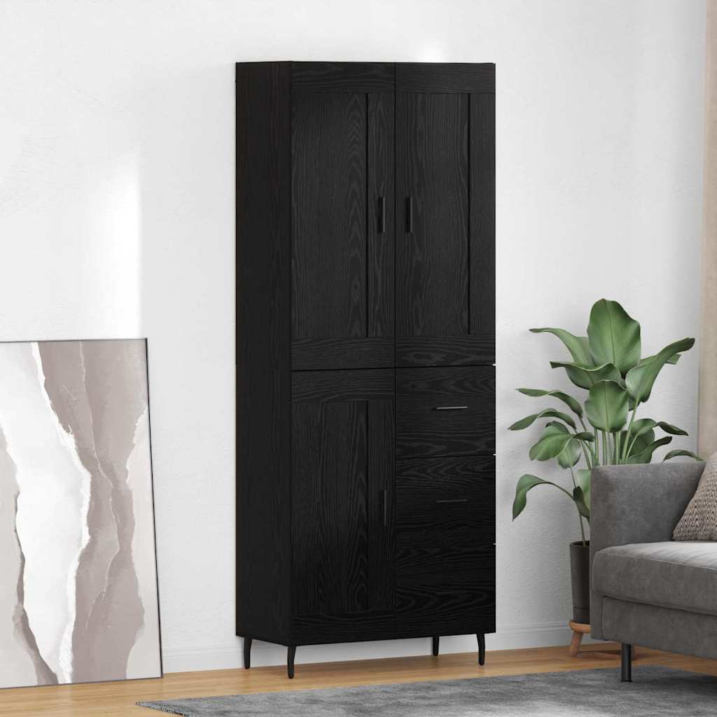 vidaXL Highboard 2 pcs Schwarz Eichen-Optik Holzwerkstoff