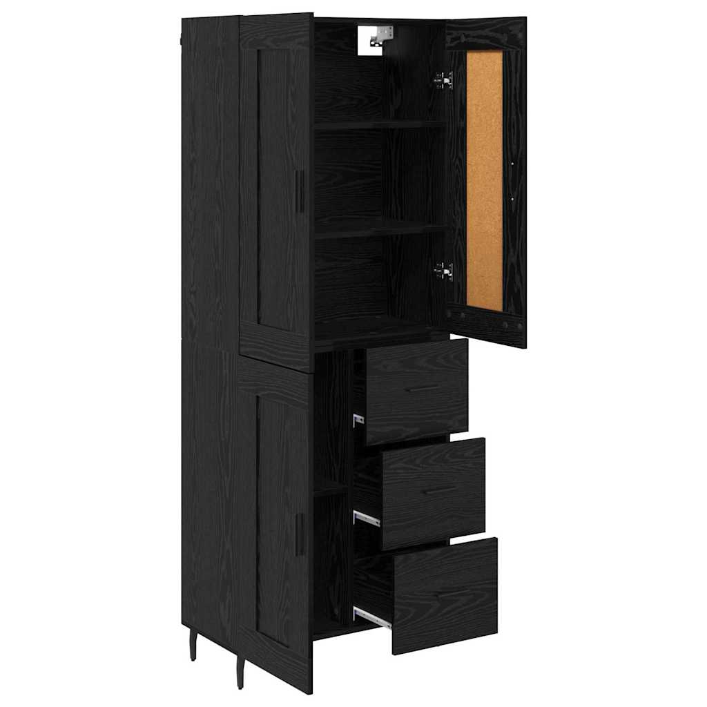vidaXL Highboard 2 pcs Schwarz Eichen-Optik Holzwerkstoff