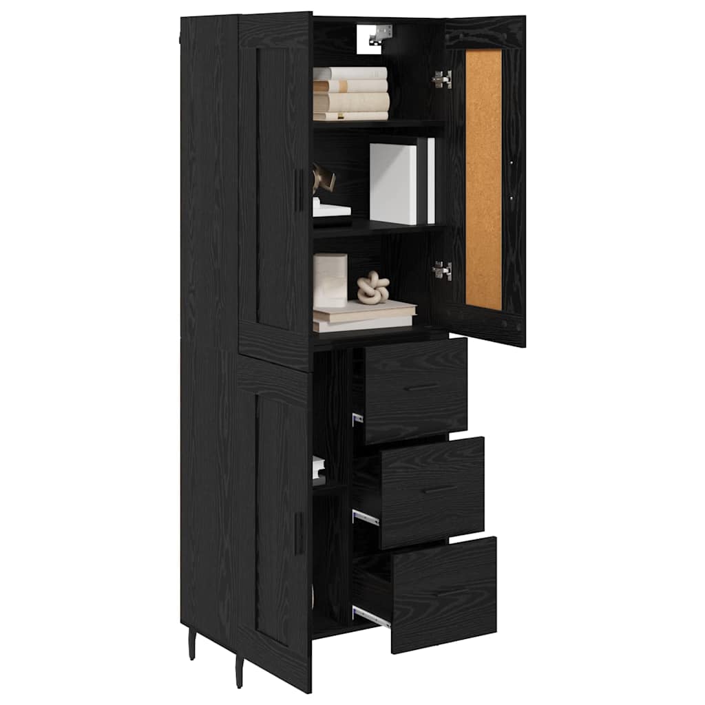 vidaXL Highboard 2 pcs Schwarz Eichen-Optik Holzwerkstoff