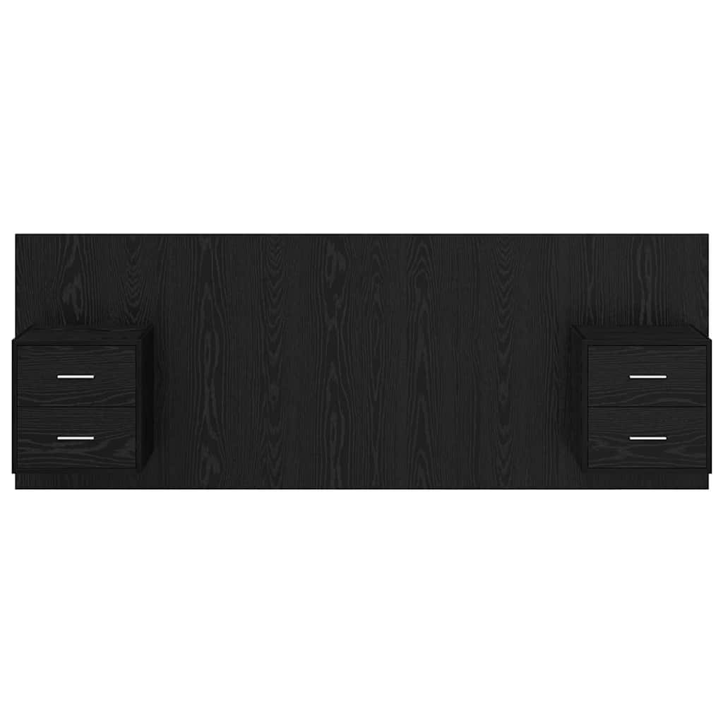 vidaXL Tête de lit avec armoire 3 pcs Noir aspect chêne Aggloméré