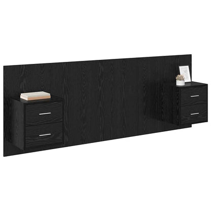 vidaXL Tête de lit avec armoire 3 pcs Noir aspect chêne Aggloméré