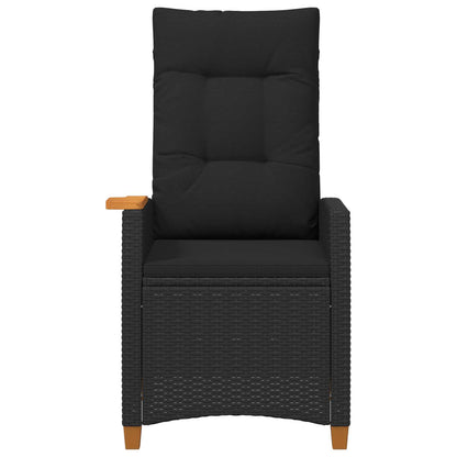 Liegestuhl mit Teeteller Schwarz 62 x 64 x 112 cm Poly-Rattan