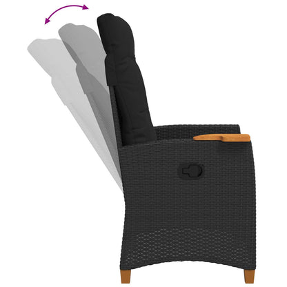 Liegestuhl mit Teeteller Schwarz 62 x 64 x 112 cm Poly-Rattan