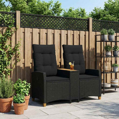 Liegebank mit Tisch Schwarz 126 x 65 x 112 cm Poly-Rattan