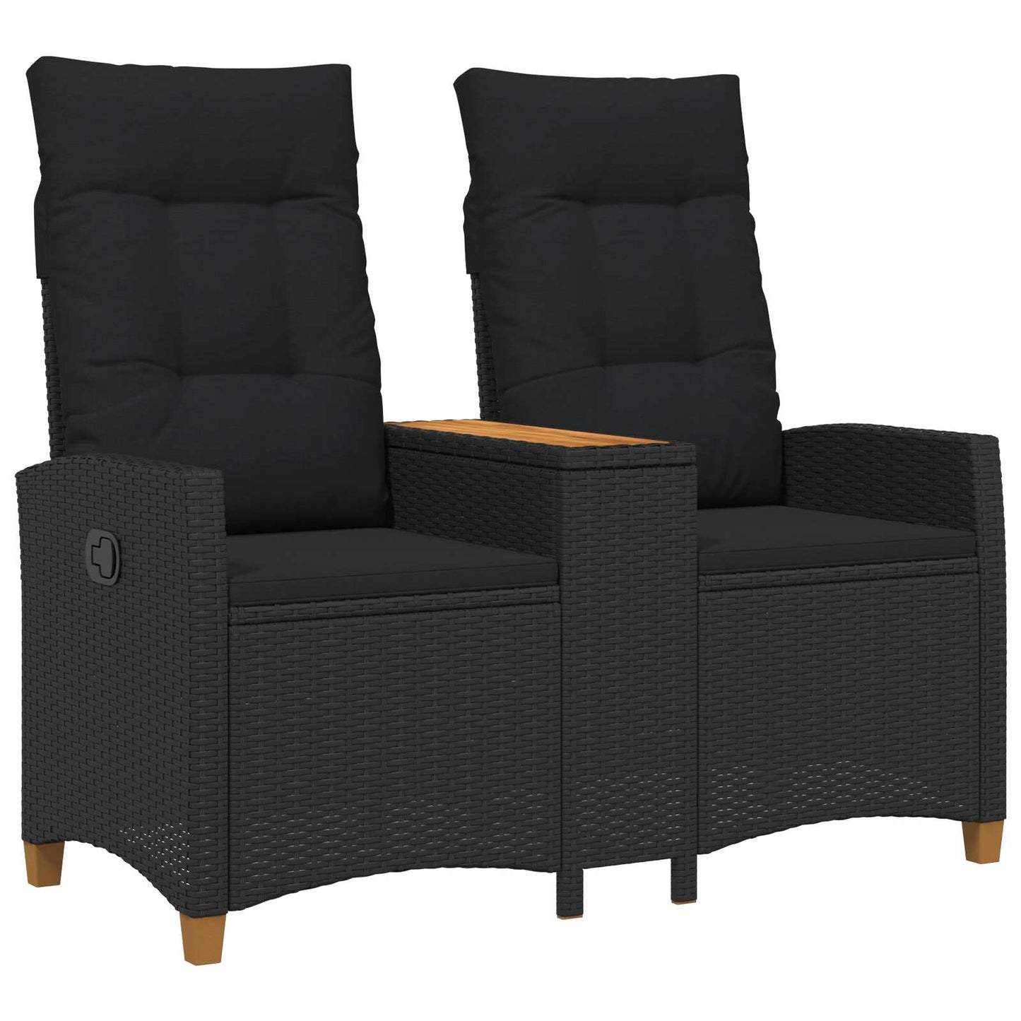 Liegebank mit Tisch Schwarz 126 x 65 x 112 cm Poly-Rattan