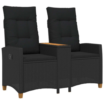 Liegebank mit Tisch Schwarz 126 x 65 x 112 cm Poly-Rattan