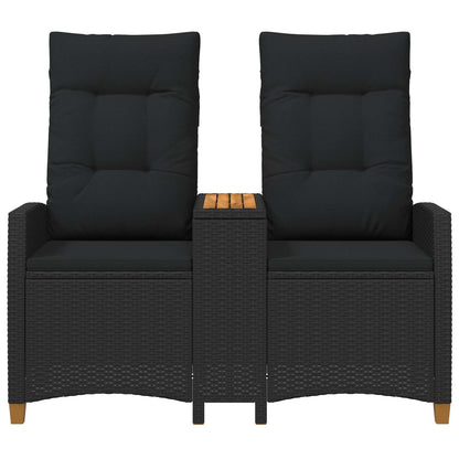 Liegebank mit Tisch Schwarz 126 x 65 x 112 cm Poly-Rattan