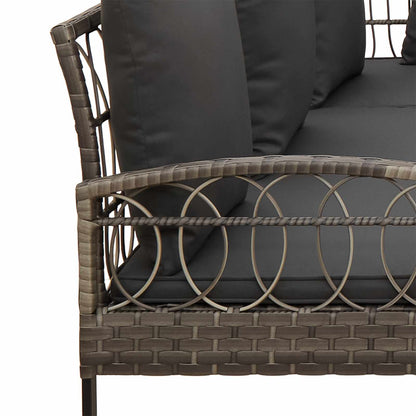 Garten-Sofaset mit Kissen 2 pcs Grau Polyrattan und Stahl