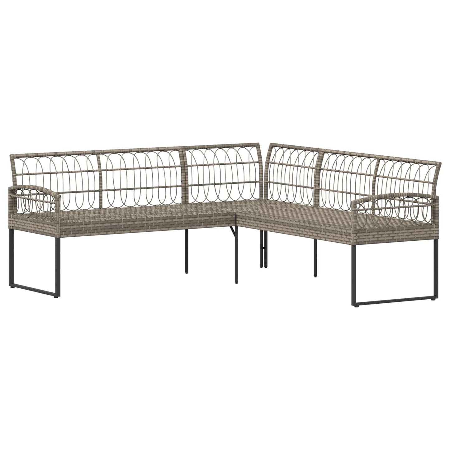 Garten-Sofaset mit Kissen 2 pcs Grau Polyrattan und Stahl