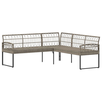 Garten-Sofaset mit Kissen 2 pcs Grau Polyrattan und Stahl