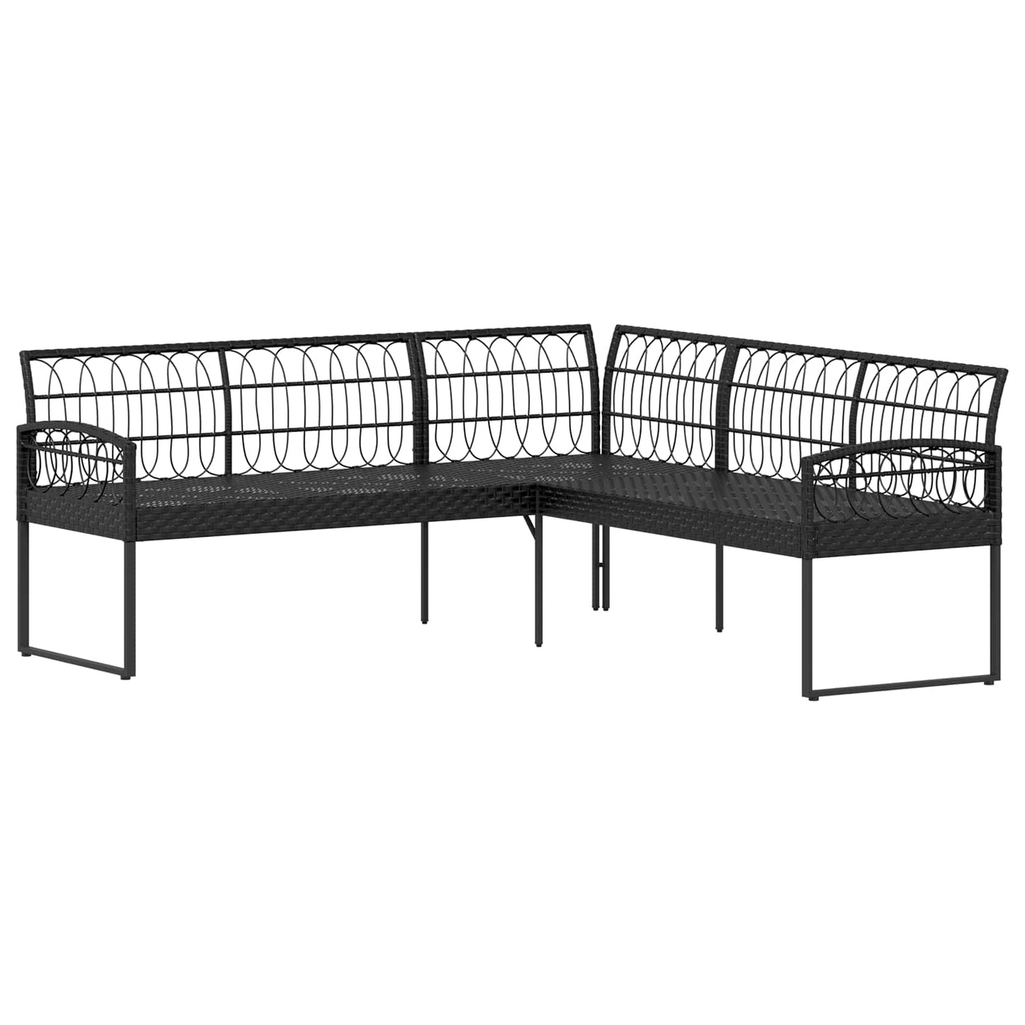 Garten-Sofaset mit Kissen 2 pcs Schwarz Polyrattan und Stahl