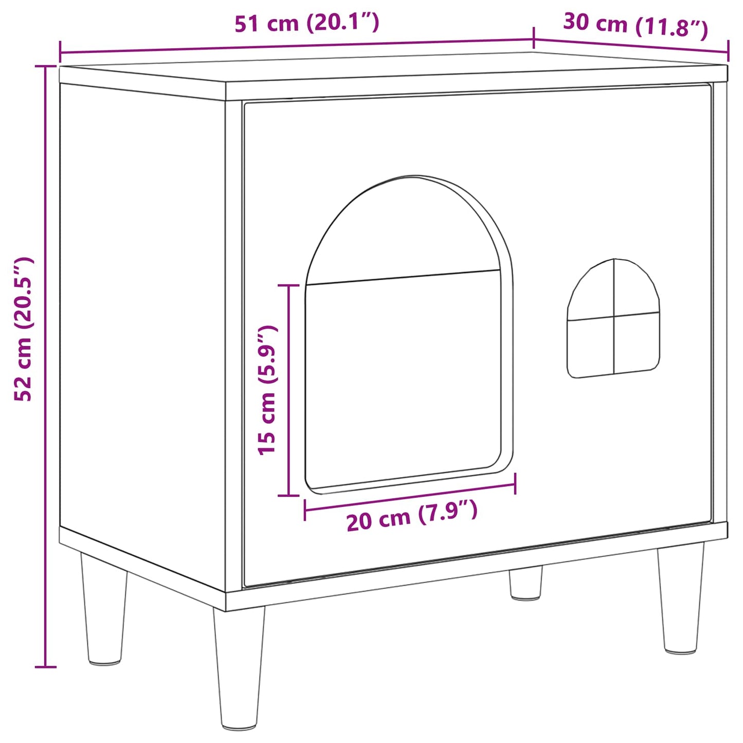Katzenhaus Geräucherte Eiche 51 x 30 x 52 cm Holzwerkstoff