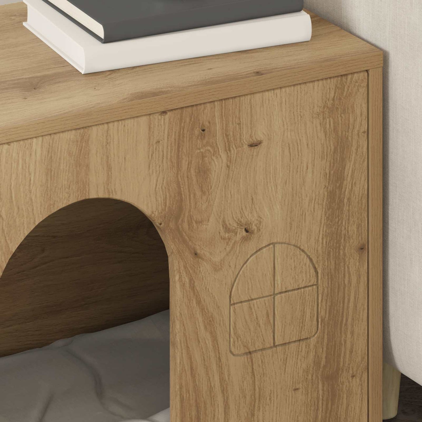 Katzenhaus Kunsthandwerk Eiche 51 x 30 x 52 cm Holzwerkstoff