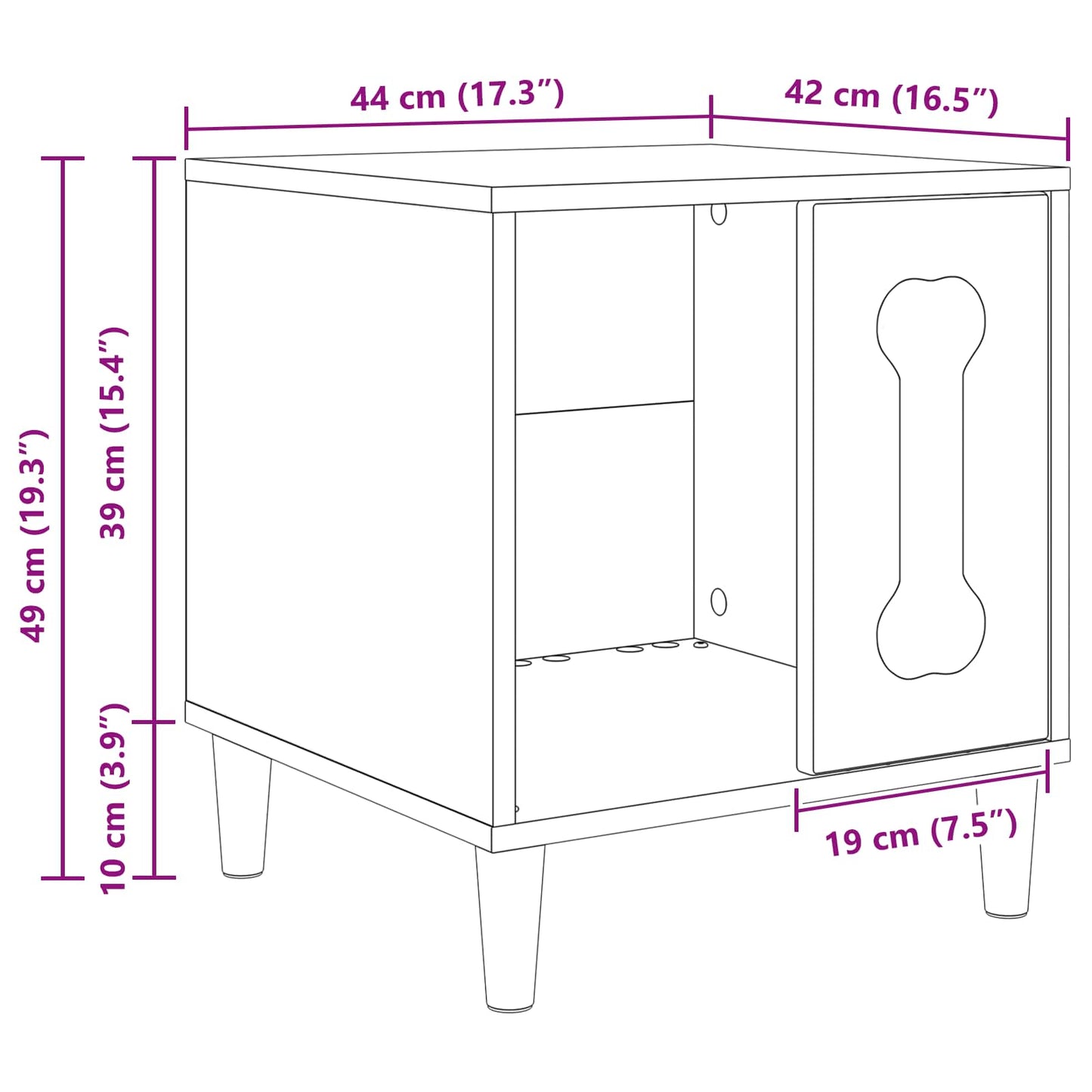 Hundehütte Schwarz 44 x 42 x 49 cm Holzwerkstoff