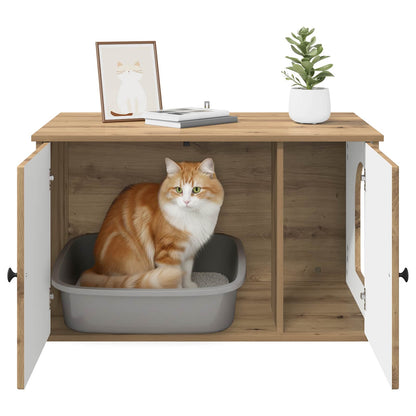 Katzenhaus Kunsthandwerk Eiche 85 x 55 x 50 cm Holzwerkstoff