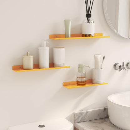 Schwebendes Regal 3 pcs Senfgelb 40 x 9 x 2,5 cm Stahl