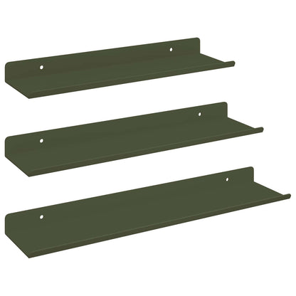 Schwebendes Regal 3 pcs Olive Grün 40 x 9 x 2,5 cm Stahl