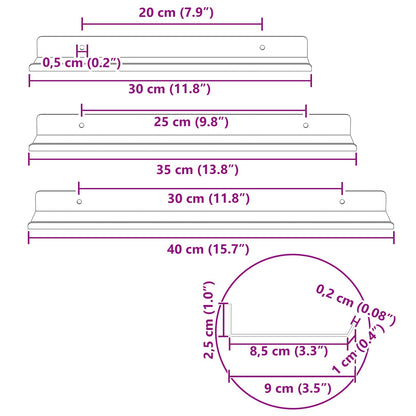 Schwebendes Regal 3 pcs Olive Grün 40 x 9 x 2,5 cm Stahl