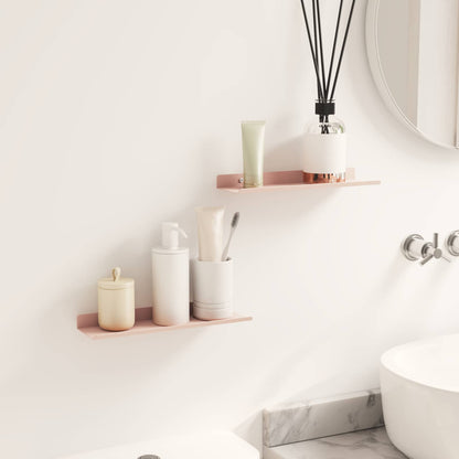 Schwebendes Regal Wandmontiert 2 pcs Rosa 30 x 9 x 2,5 cm Stahl