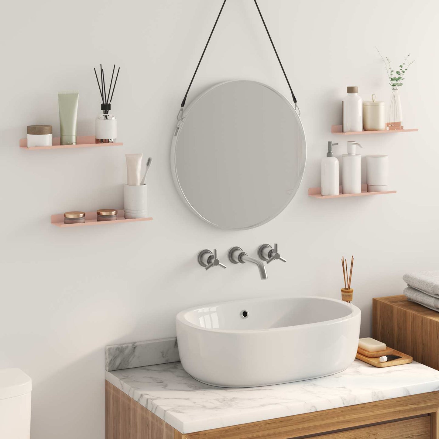 Schwebendes Regal Wandmontiert 4 pcs Rosa 30 x 9 x 2,5 cm Stahl