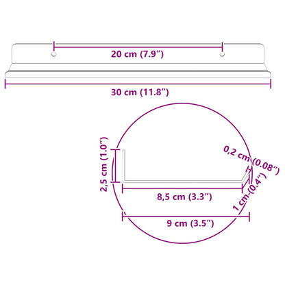 Schwebendes Regal Wandmontiert 4 pcs Rosa 30 x 9 x 2,5 cm Stahl