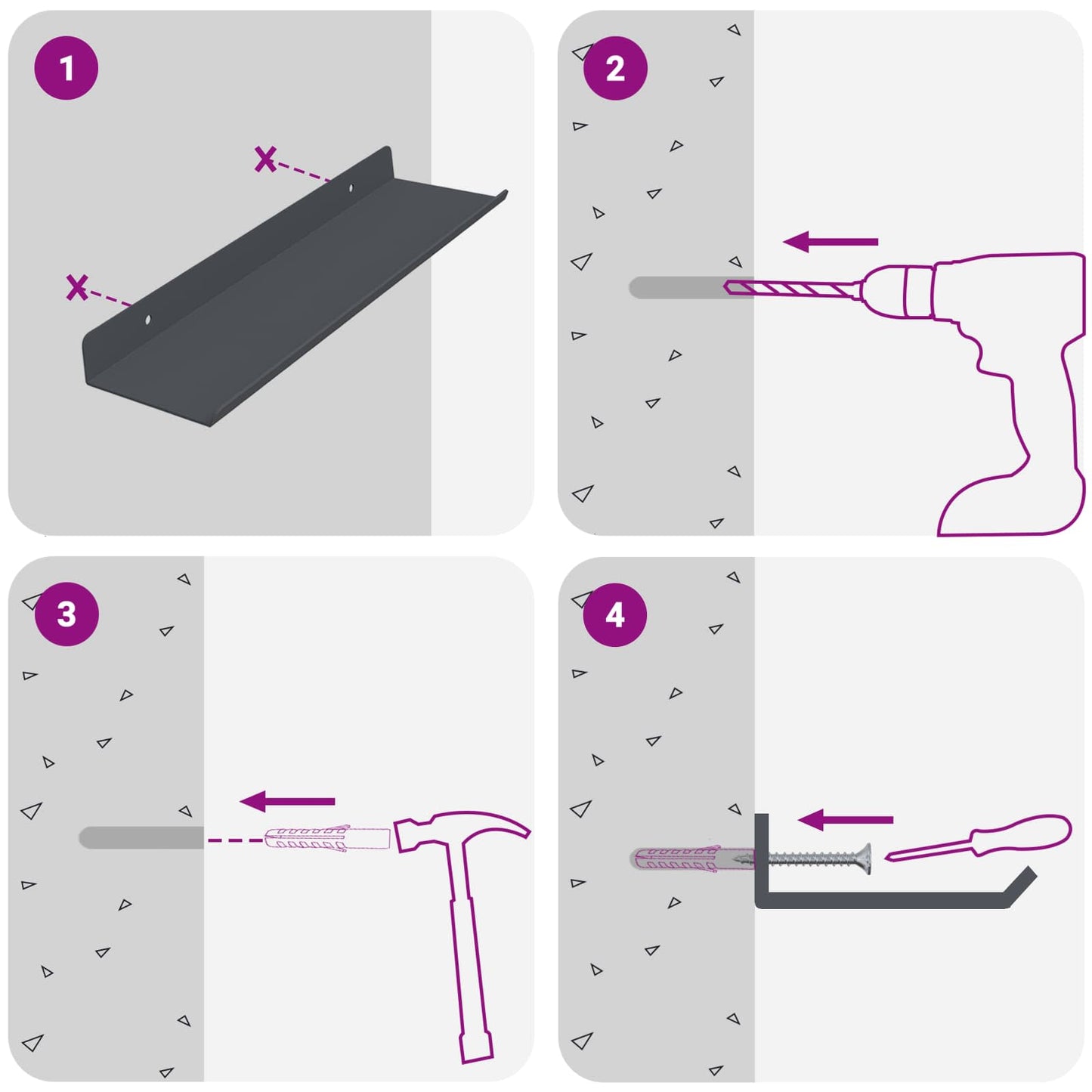 Schwebendes Regal 4 pcs Anthrazit 30 x 9 x 2,5 cm Stahl
