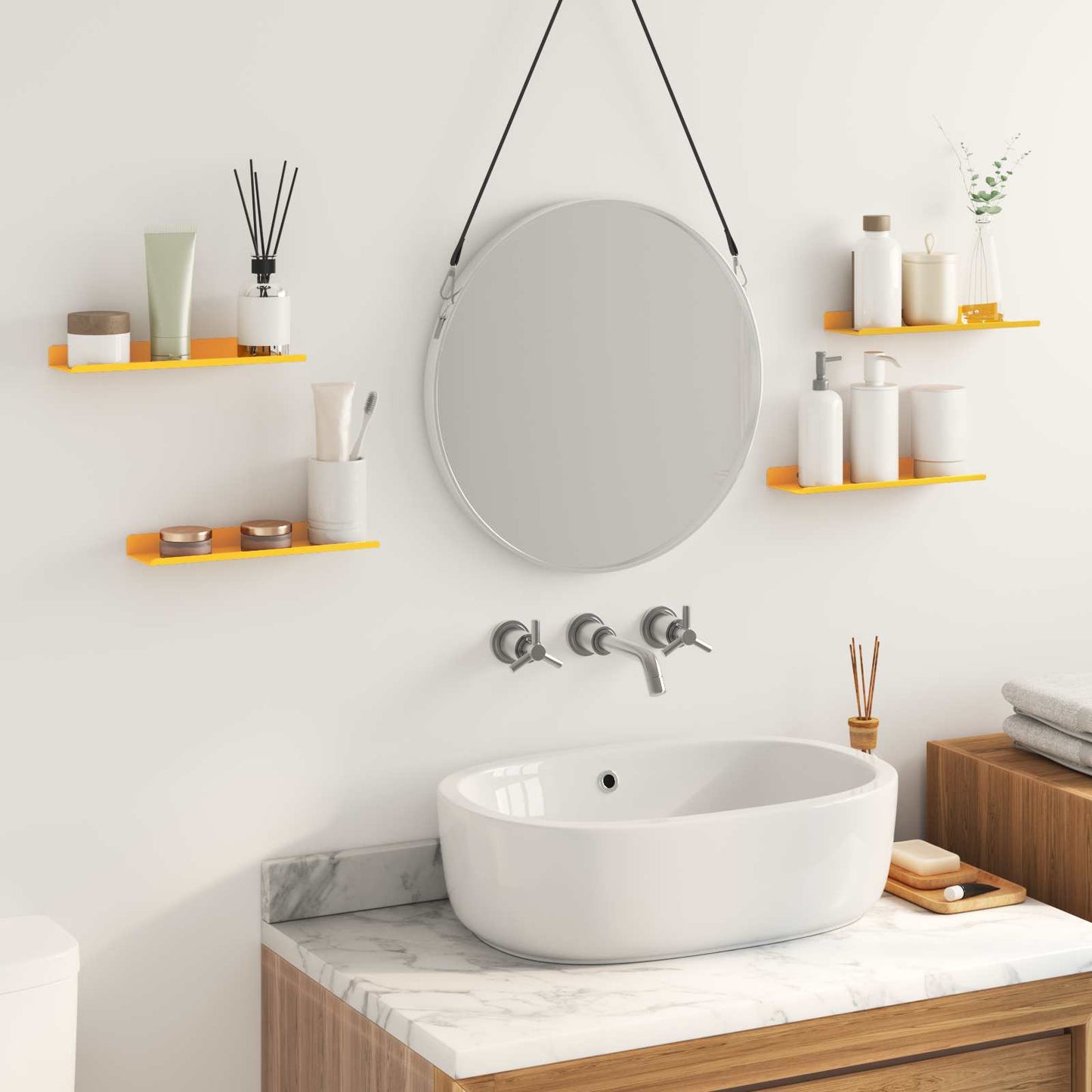 Schwebendes Regal 4 pcs Senfgelb 30 x 9 x 2,5 cm Stahl